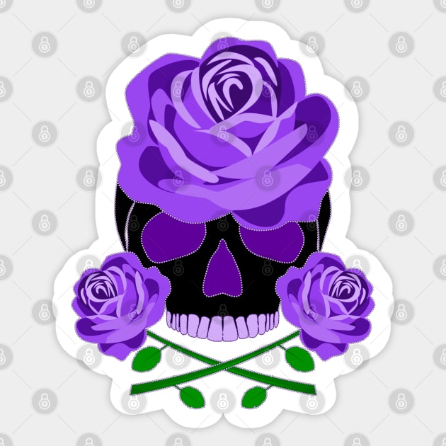 Purple Rose Skull Sticker by Nuletto